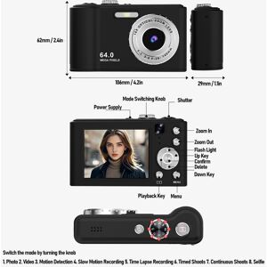 Black 2.8 Inch Digital Camera 64mp Photo 4k Video Recording Student Camera Sg Black 2.8 Inch Digital Camera 64mp Photo 4k Video Recording Student Camera Sg