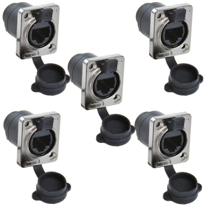 Does Not Apply 5pcs Panel Mount Rj45 Waterproof Connector Cat5/5e/6 8p8c Connector Ethernet Lan Does Not Apply 5pcs Panel Mount Rj45 Waterproof Connector Cat5/5e/6 8p8c Connector Ethernet Lan