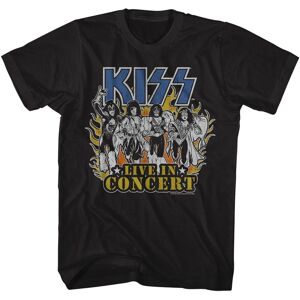 Kiss - Live In Flames - Black Front Print Short Sleeve Solid Adult T-Shirt Kiss - Live In Flames - Black Front Print Short Sleeve Solid Adult T-Shirt