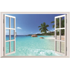 Does Not Apply 3d Fake Window View Beach Scenery Wall Sticker Mural Art Decal For Home Decor - Does Not Apply 3d Fake Window View Beach Scenery Wall Sticker Mural Art Decal For Home Decor -