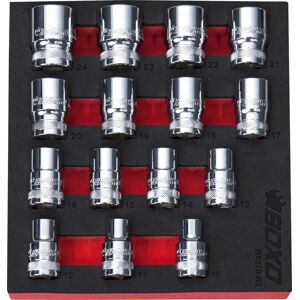 Boxo 15 Piece 1/2in Drive Shallow 12pt Socket Set Metric 10 - 24mm Eva Bx270-R2 Boxo 15 Piece 1/2in Drive Shallow 12pt Socket Set Metric 10 - 24mm Eva Bx270-R2