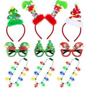 Branded 9 Pieces Christmas Party Favors Light Up Led Necklace Headband Glasses Set Chris Branded 9 Pieces Christmas Party Favors Light Up Led Necklace Headband Glasses Set Chris
