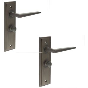 2 Pack Elegant Dark Bronze Bathroom Door Handle With Backplate And Turn & 2 Pack Elegant Dark Bronze Bathroom Door Handle With Backplate And Turn &