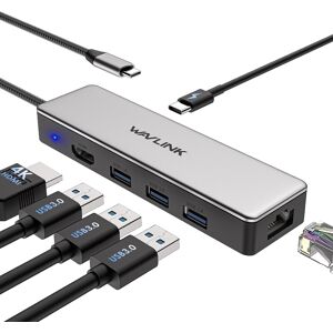 Wavlink Usb C Hub, 6-In-1 Usb C Adapter, With 4k@30hz Hdmi, 3 Usb 3.0, Gigabit Wavlink Usb C Hub, 6-In-1 Usb C Adapter, With 4k@30hz Hdmi, 3 Usb 3.0, Gigabit