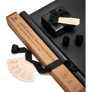 Does Not Apply Black Metallic Gift Wrapping Paper 43 Cm X 5 M With 3 Rolls Of Black Silky Ribbo Does Not Apply Black Metallic Gift Wrapping Paper 43 Cm X 5 M With 3 Rolls Of Black Silky Ribbo