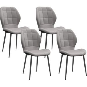 Homcom Modern Style Kitchen Chairs Set Of 4 With Flannel Upholstered, Light Grey Homcom Modern Style Kitchen Chairs Set Of 4 With Flannel Upholstered, Light Grey