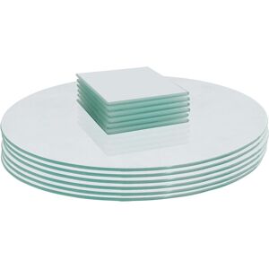 Round Glass Placemats & Square Coasters Set - 30cm - White - 12pc Tempered Heat- Round Glass Placemats & Square Coasters Set - 30cm - White - 12pc Tempered Heat-