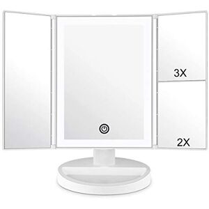 Weily Makeup Vanity Mirror With Led Lighting And Touch Screen, Tri-Fold 1x 2x 3x Weily Makeup Vanity Mirror With Led Lighting And Touch Screen, Tri-Fold 1x 2x 3x