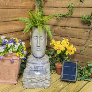Primrose Easter Island Head Outdoor Solar Water Feature Planter Lights H50cm Primrose Easter Island Head Outdoor Solar Water Feature Planter Lights H50cm