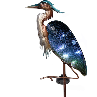 Branded Garden Ornaments Outdoor, Large Glass Blue Heron Solar Garden Light, Metal Bird Branded Garden Ornaments Outdoor, Large Glass Blue Heron Solar Garden Light, Metal Bird