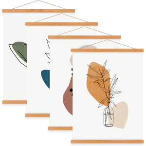 Branded Set Of 4 A4 Poster Strips, Poster Rail, Poster Strips 21 Cm, Magnetic Wooden Pos Branded Set Of 4 A4 Poster Strips, Poster Rail, Poster Strips 21 Cm, Magnetic Wooden Pos