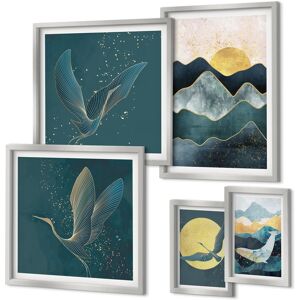 Coloray Framed Wall Decor Living Room Bedroom Stylish Mountains Birds Sun Silver Frame Coloray Framed Wall Decor Living Room Bedroom Stylish Mountains Birds Sun Silver Frame