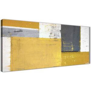 Official Wallfillers Design - Premium Product Mustard Yellow Grey Abstract Painting Canvas Wall Art Print - 120cm Wide - 1340 Official Wallfillers Design - Premium Product Mustard Yellow Grey Abstract Painting Canvas Wall Art Print - 120cm Wide - 1340