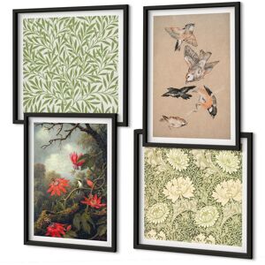 Coloray Framed Artwork Hallway Flowers And Birds In Natural Surroundings Black Frame Coloray Framed Artwork Hallway Flowers And Birds In Natural Surroundings Black Frame