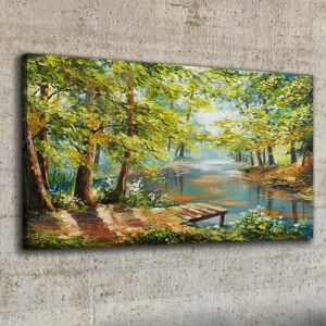 Coloray Canvas Print 100x50 Oil Painting Forest Trees River Nature Wall Art Framed Decor Coloray Canvas Print 100x50 Oil Painting Forest Trees River Nature Wall Art Framed Decor