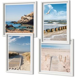 Coloray Ready To Hang Wall Pictures Home Beach, Sand, Waves, Sky, Birds White Frame Coloray Ready To Hang Wall Pictures Home Beach, Sand, Waves, Sky, Birds White Frame