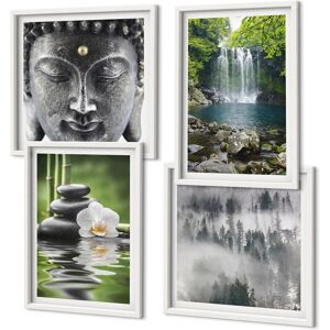 Coloray Framed Pictures For Office Harmony Of Nature Stones Water Buddha White Frame Coloray Framed Pictures For Office Harmony Of Nature Stones Water Buddha White Frame