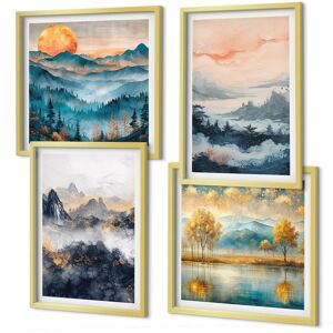 Coloray Framed Wall Pictures Set For Home Painted Abstractions Of Nature Gold Frame Coloray Framed Wall Pictures Set For Home Painted Abstractions Of Nature Gold Frame