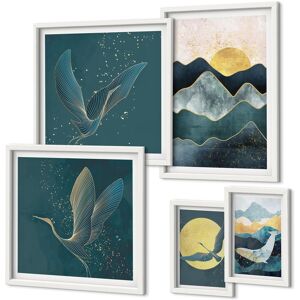Coloray Framed Wall Art Bedroom Hallway Decor Stylish Mountains Birds Sun White Frame Coloray Framed Wall Art Bedroom Hallway Decor Stylish Mountains Birds Sun White Frame