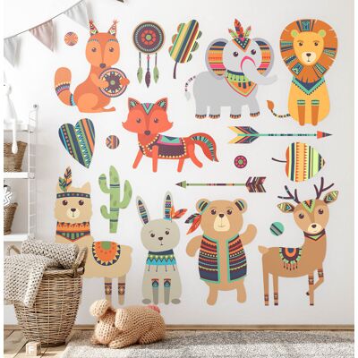 Coloray Decoration Decal Stickers Wall Kids Room Art Boho Animals Pastel Illustrations Coloray Decoration Decal Stickers Wall Kids Room Art Boho Animals Pastel Illustrations