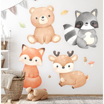 Coloray Kids Bedroom Stickers Decoration Forest Animals In A Pastel Watercolor Aesthetic Coloray Kids Bedroom Stickers Decoration Forest Animals In A Pastel Watercolor Aesthetic