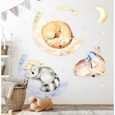 Coloray Stickers Kids Room Decoration Bedroom Pastel Forest Animals In Space Watercolors Coloray Stickers Kids Room Decoration Bedroom Pastel Forest Animals In Space Watercolors