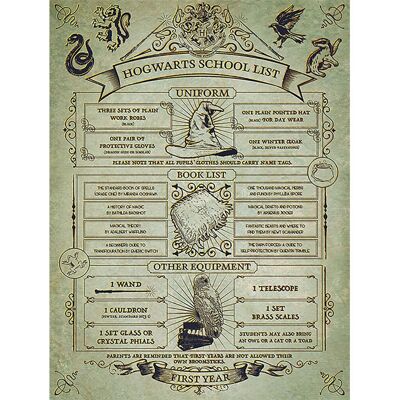 Harry Potter Canvas Print - Hogwarts School List Official 60 X 80 X 4cm Wall Art Harry Potter Canvas Print - Hogwarts School List Official 60 X 80 X 4cm Wall Art