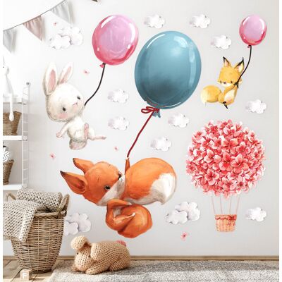 Coloray Decoration Decal Stickers Wall Kids Room Art Cute Balloon Animals In Pastel Sky Coloray Decoration Decal Stickers Wall Kids Room Art Cute Balloon Animals In Pastel Sky