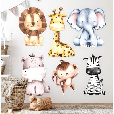Coloray Stickers Kids Room Decoration Bedroom Safari Animals In A Cute Pastel Aesthetic Coloray Stickers Kids Room Decoration Bedroom Safari Animals In A Cute Pastel Aesthetic