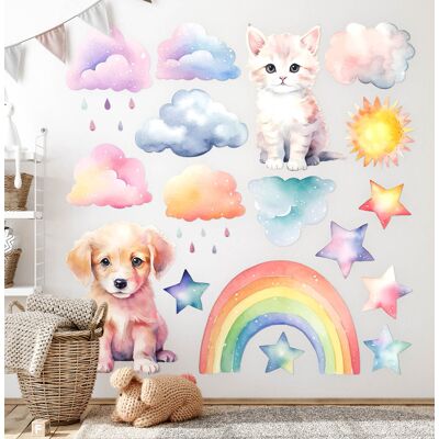 Coloray Kids Room Stickers Decoration Bedroom Decal Wall Art Cute Animals In Pastel Sky Coloray Kids Room Stickers Decoration Bedroom Decal Wall Art Cute Animals In Pastel Sky