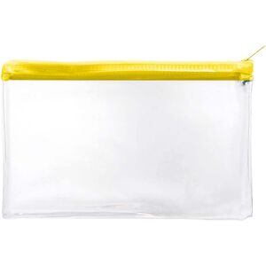 48 X Janrax 8x5\" Yellow Zip Clear Exam Pencil Case - See Through Transparent 48 X Janrax 8x5\" Yellow Zip Clear Exam Pencil Case - See Through Transparent