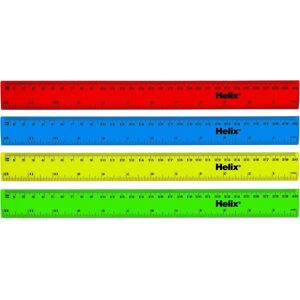 Helix 30cm Metric And Imperial Coloured Rulers (Box Of 100) Helix 30cm Metric And Imperial Coloured Rulers (Box Of 100)