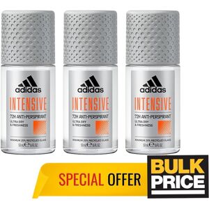 adidas Men Intensive Roll-On Deodorant 72h Odour Sweat Protection 50ml 3-Pack adidas Men Intensive Roll-On Deodorant 72h Odour Sweat Protection 50ml 3-Pack