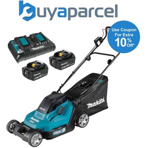 Makita Dlm432 Twin 18v / 36v Lxt Cordless 43cm Lawn Mower Soft Start 2 X 5ah Makita Dlm432 Twin 18v / 36v Lxt Cordless 43cm Lawn Mower Soft Start 2 X 5ah