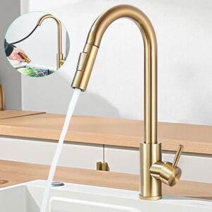 Rozin Kitchen Sink Mixer Tap Pull Out Mono 360° Swivel Spray Spout Single Lever Gold Rozin Kitchen Sink Mixer Tap Pull Out Mono 360° Swivel Spray Spout Single Lever Gold