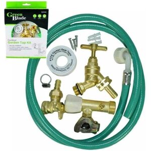 Green Blade Outside Garden Tap Brass - Full Kit For Through Wall Installation - Self Cutting Green Blade Outside Garden Tap Brass - Full Kit For Through Wall Installation - Self Cutting