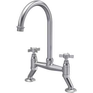 Nuie Bridge Kitchen Sink Mixer Tap Brushed Nickel Crosshead Handle Curved Spout Nuie Bridge Kitchen Sink Mixer Tap Brushed Nickel Crosshead Handle Curved Spout