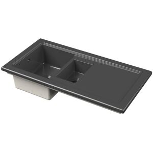Balterley 101cm Fireclay Ceramic 1.5 Bowl Kitchen Sink & Plain Drainer - Soft Black Balterley 101cm Fireclay Ceramic 1.5 Bowl Kitchen Sink & Plain Drainer - Soft Black
