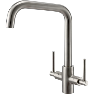 Peppermint Brushed Steel Dual Lever Kitchen Mixer Tap For Traditional Sinks Peppermint Brushed Steel Dual Lever Kitchen Mixer Tap For Traditional Sinks