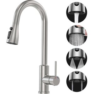 Srewohs Pro Kitchen Sink Mixer Taps, Pull Out Hose,Brushed Stainless Steel,4 Spary Modes,360 Srewohs Pro Kitchen Sink Mixer Taps, Pull Out Hose,Brushed Stainless Steel,4 Spary Modes,360
