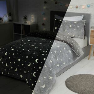 Sleepdown Teddy Bear Fleece Moon Stars Glow In The Dark Double Bedding Set Sleepdown Teddy Bear Fleece Moon Stars Glow In The Dark Double Bedding Set