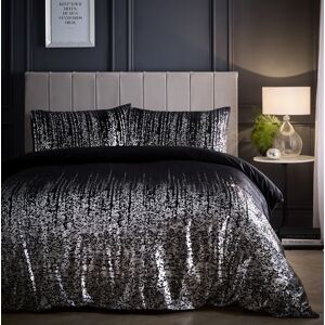Portfolio Shimmer Duvet Cover Luxury Velvet Quilt Bedding Bed Linen Set King Black Silver Portfolio Shimmer Duvet Cover Luxury Velvet Quilt Bedding Bed Linen Set King Black Silver