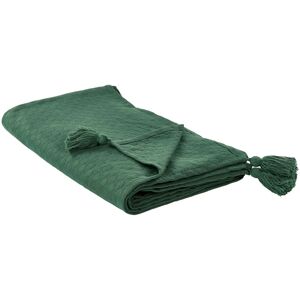Beliani Bedspread Green Cotton 220 x 200 cm with Tassels - Bedspread Beliani Bedspread Green Cotton 220 x 200 cm with Tassels - Bedspread
