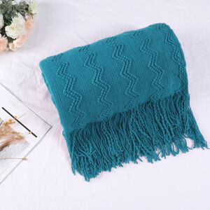 Piccocasa Soft Wave Decorative Knit Throw Blanket With Fringe 50\" X 60\" Teal Blue Piccocasa Soft Wave Decorative Knit Throw Blanket With Fringe 50\" X 60\" Teal Blue