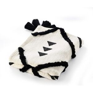 Homeroots.Co 60" X 50" Black And White Woven Cotton Geometric Throw Blanket With Tassels Homeroots.Co 60" X 50" Black And White Woven Cotton Geometric Throw Blanket With Tassels