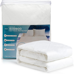 Zouk Bamboo Mattress Protector Double Bed – Waterproof Fitted Cover (135 X 190 + Zouk Bamboo Mattress Protector Double Bed – Waterproof Fitted Cover (135 X 190 +
