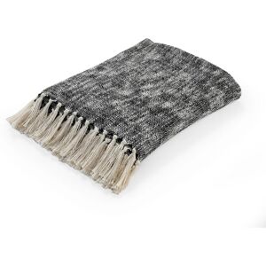 Homeroots.Co 50" X 60" Black And White Woven Cotton Throw Blanket With Fringe Homeroots.Co 50" X 60" Black And White Woven Cotton Throw Blanket With Fringe