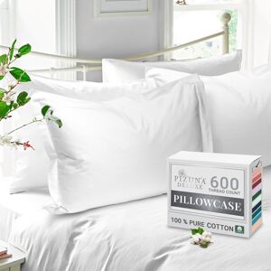 Pizuna Pure Cotton King Size Oxford Pillowcases 2 Pack White 50x90cm, 600 Threa Pizuna Pure Cotton King Size Oxford Pillowcases 2 Pack White 50x90cm, 600 Threa