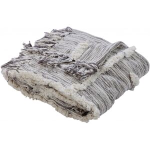 Homeroots.Co 60" X 50" Gray Woven Cotton Striped Throw Blanket With Fringe Homeroots.Co 60" X 50" Gray Woven Cotton Striped Throw Blanket With Fringe