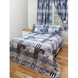 Myhome Single Bed Patchwork Grey Quilted Bedspread Throwover Set Pillow Sham Geometric Myhome Single Bed Patchwork Grey Quilted Bedspread Throwover Set Pillow Sham Geometric